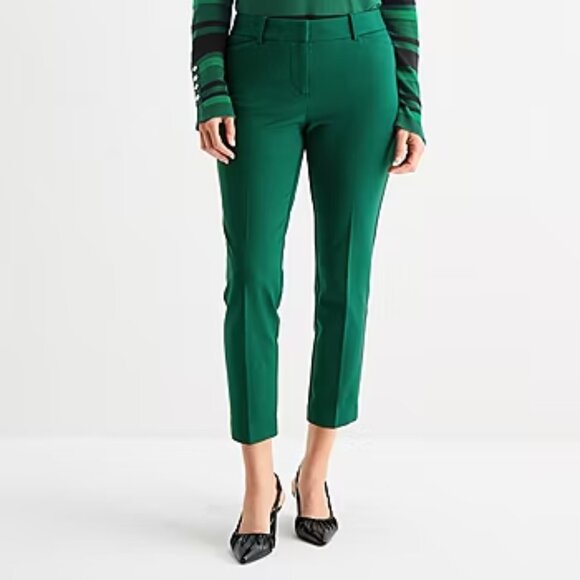 Liz Claiborne Women's Emma Ponte Ankle Mid Rise Ankle Pant Size 6 Medieval Green - Picture 1 of 9